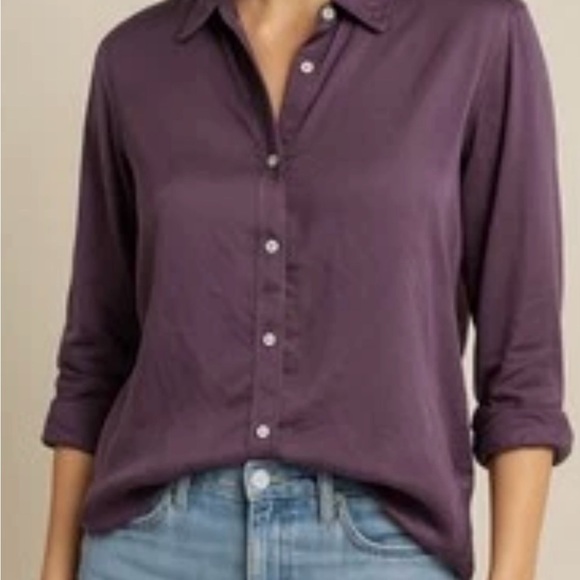 Michael Stars Tops - Michael Stars Plum Button-Front Blouse Quiet Luxury‎ Officecore Jewelcore Size M
